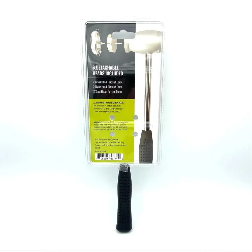 6 in 1 Jewelers Hammer with Metal Handle & 6 Interchangeable Heads by Sona E New
